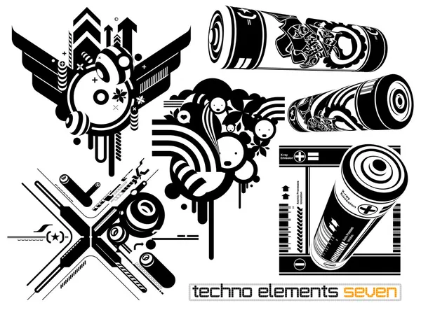 Techno elements SEVEN — Stock Vector