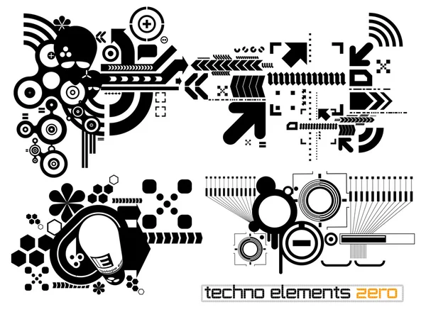 Techno elements ZERO — Stock Vector