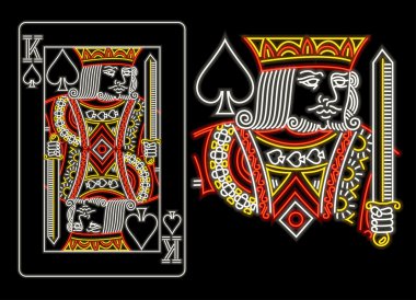 King of Spades in neon clipart