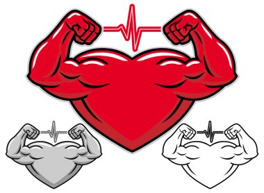 Strong heart cartoon character clipart