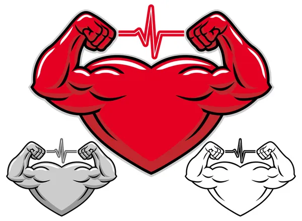 Güçlü kalp karikatür karakter — Stok Vektör