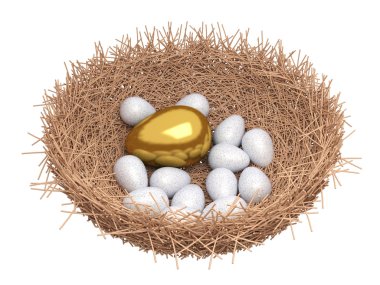 A gold egg is in a nest clipart