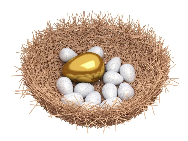 Um ovo de ouro está num ninho — Fotografia de Stock