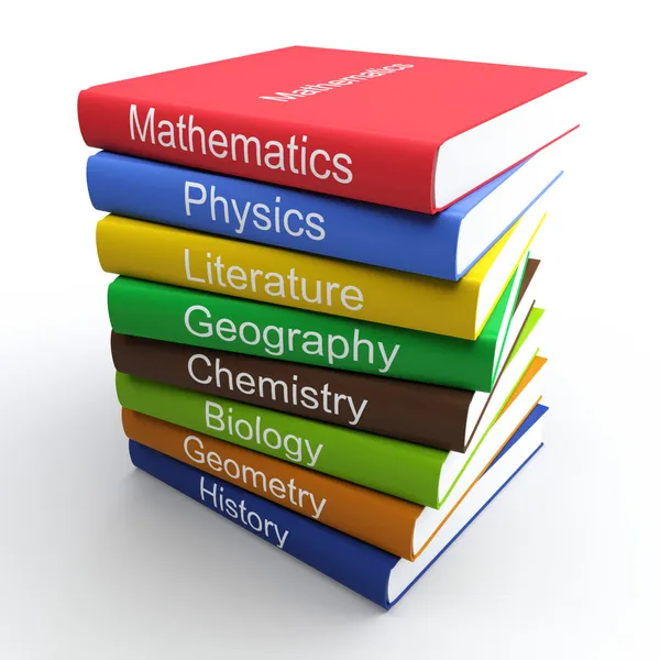 stock image Coloured textbooks, built in a pile
