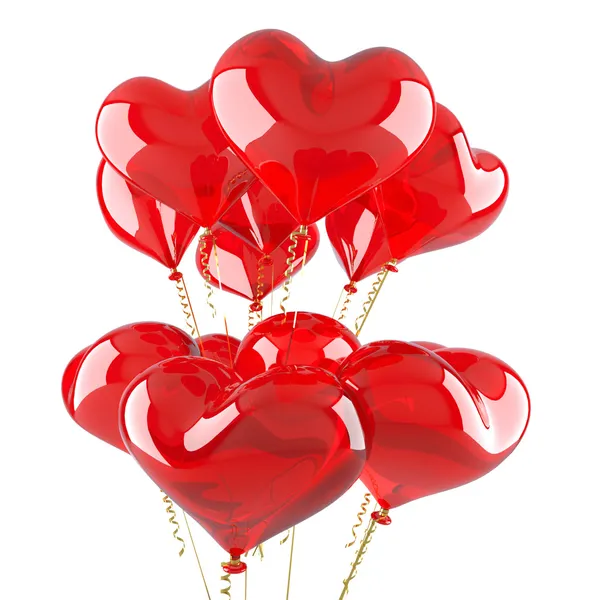 Ballonger som röda hjärtan — Stockfoto