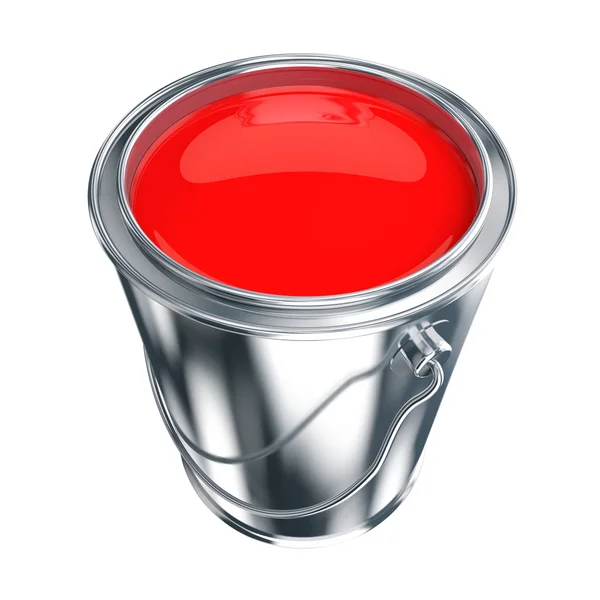 Tinta lata com tinta vermelha — Fotografia de Stock