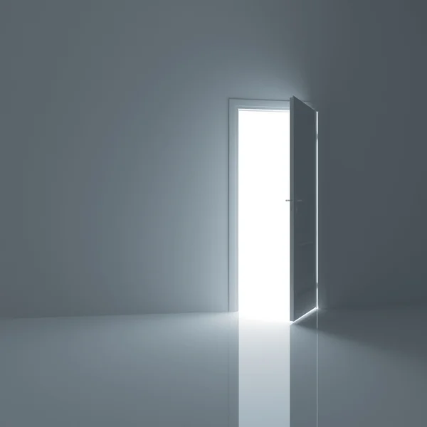 Tür steht in einem leeren Raum — Stockfoto