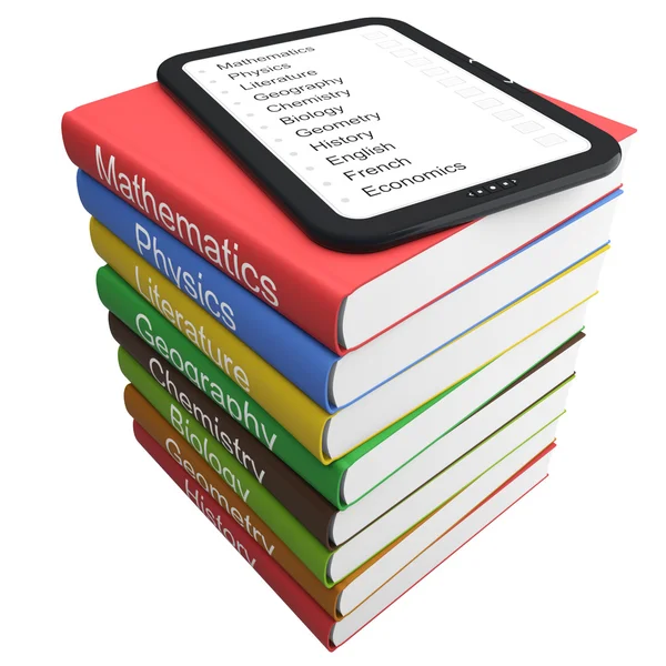E-book and textbooks — Stock Photo, Image