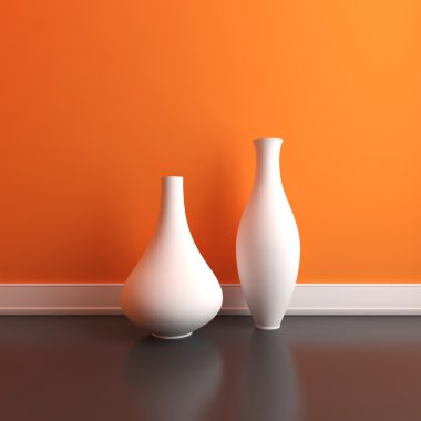 Vases near a wall clipart