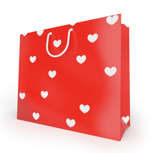 Shopping bag with texture from hearts — Stock Photo, Image