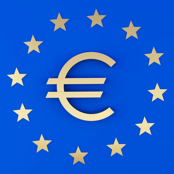 Euro sinal e as estrelas — Fotografia de Stock
