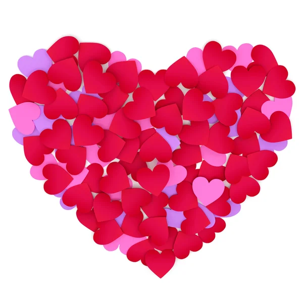 Heart made of color paper hearts. — Stock Photo, Image