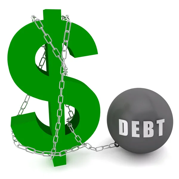 Dollar sign connected in a chain of debt — Stock Photo, Image