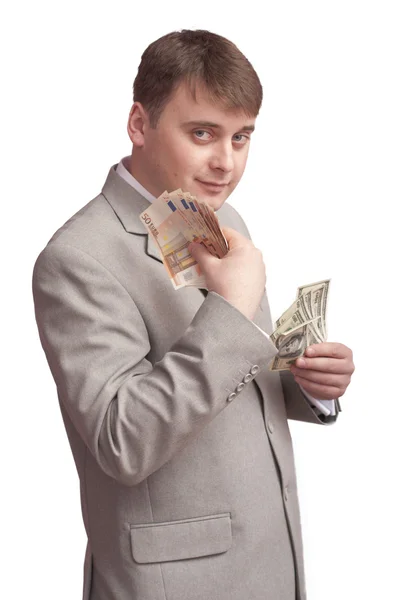 Um homem com dinheiro — Fotografia de Stock
