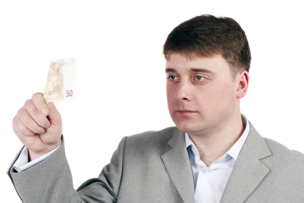 O homem considera dinheiro — Fotografia de Stock