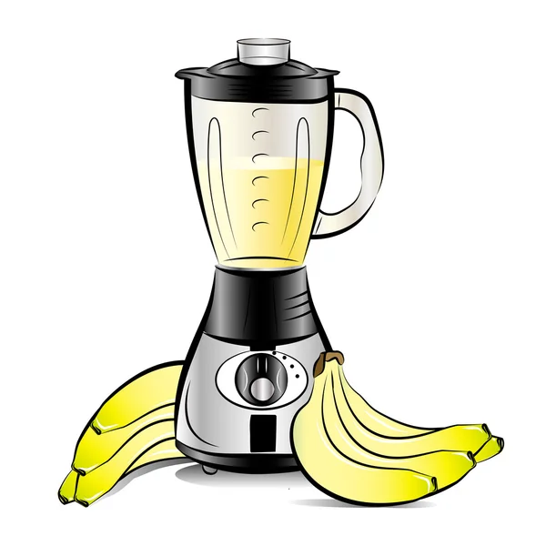 Kreslicí barva kuchyňský mixér s banány šťávy — Stockový vektor