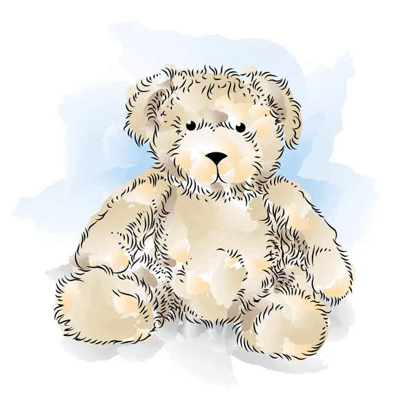 Drawing Teddy Bear. Color vector illustration — Stock Vector