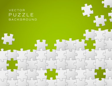 Vector green background made from white puzzle pieces
