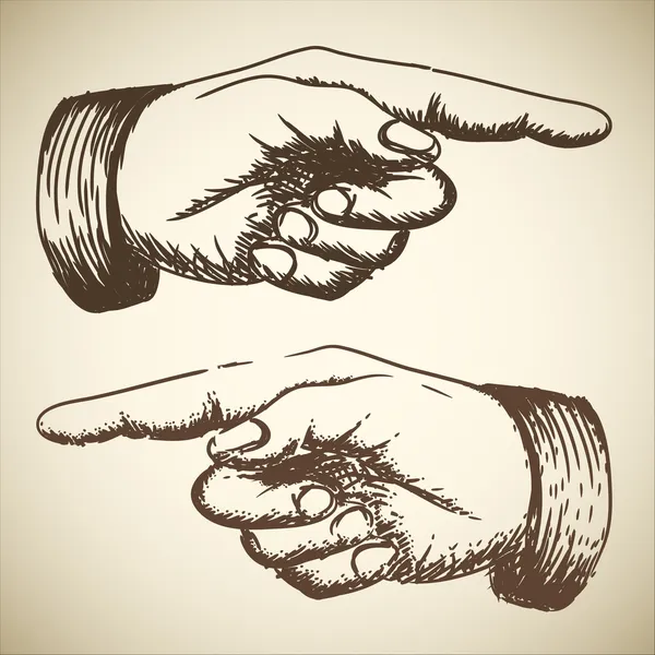 手を指すベクトル レトロ ビンテージ — ストックベクタ