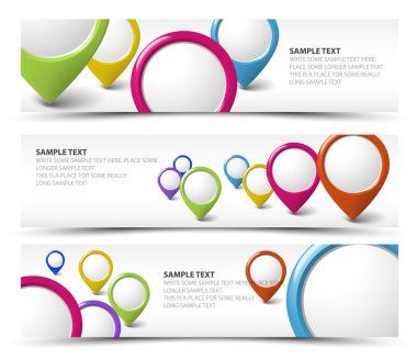 Set of map locator horizontal banners clipart