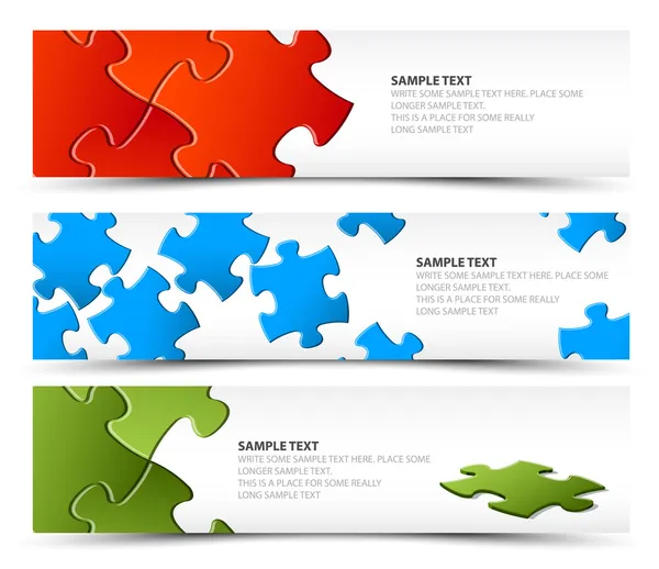 Ensemble de bannières horizontales puzzle — Image vectorielle