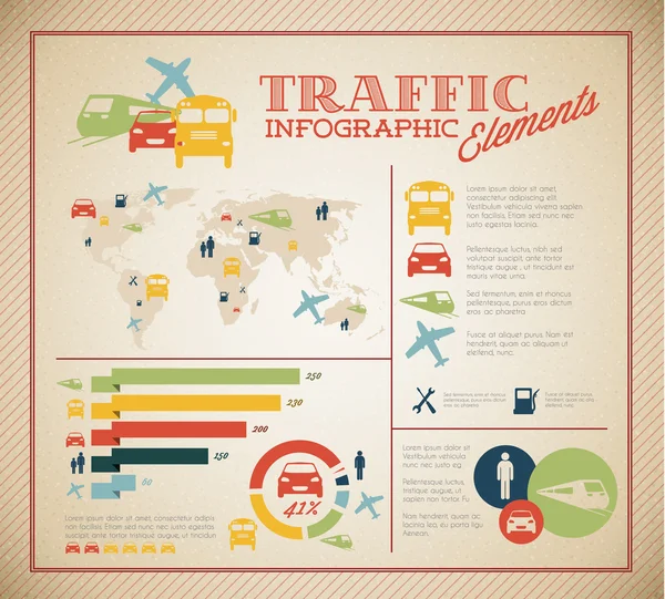Trafik Infographic öğeleri kümesi büyük vektör — Stok Vektör
