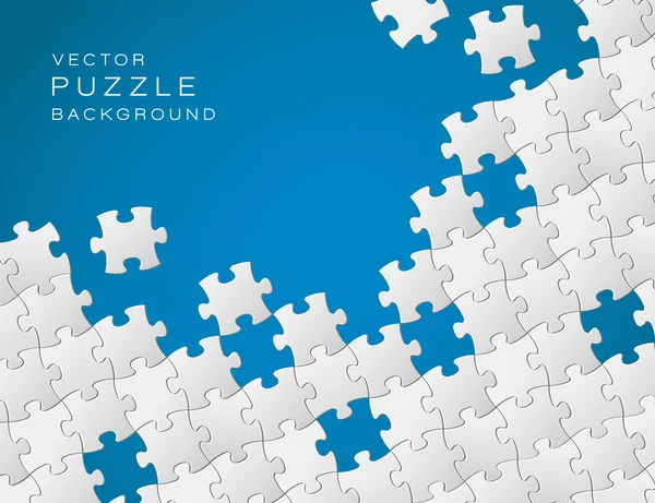 Mavi arka plan beyaz puzzle parçaları yapılan vektör — Stok Vektör