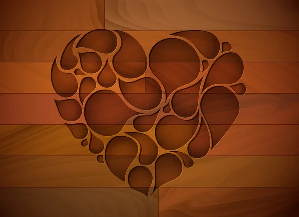 Vecteur coeur en bois fond — Image vectorielle