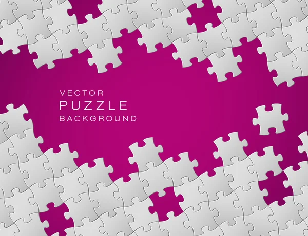 白のパズルのピースから作られた紫のベクトルの背景 — ストックベクタ