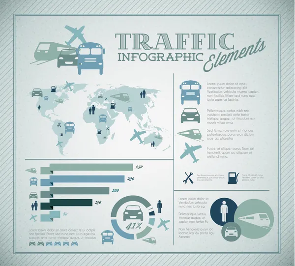 Grand ensemble vectoriel d'éléments d'infographie du trafic — Image vectorielle