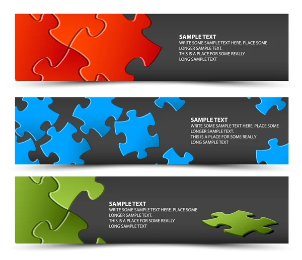 Ensemble de bannières horizontales puzzle sombre — Image vectorielle