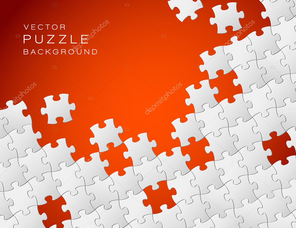 Vector red background made from white puzzle pieces