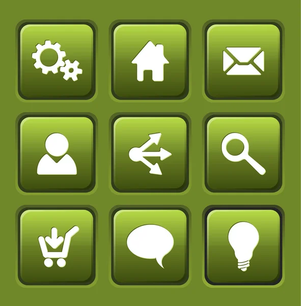 緑ベクトル硅 web 正方形ボタンのセット — ストックベクタ