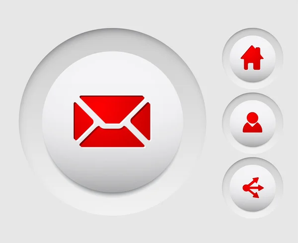 简单的矢量 web 圆按钮 （家、 共享、 用户、 电子邮件设置) — 图库矢量图片