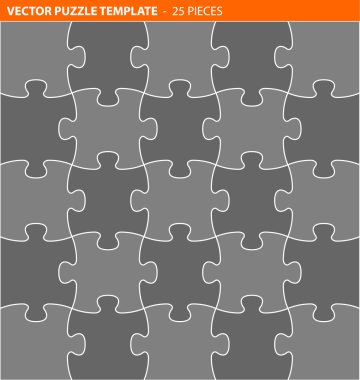 Complete vector puzzle, jigsaw template clipart