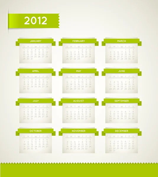 Vektor vintage retro kalender 2012 — Stock vektor