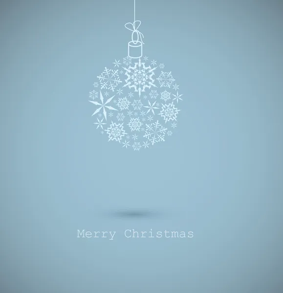 Χριστουγεννιάτικη μπάλα γίνεται από νιφάδες χιονιού σε μπλε φόντο — Διανυσματικό Αρχείο