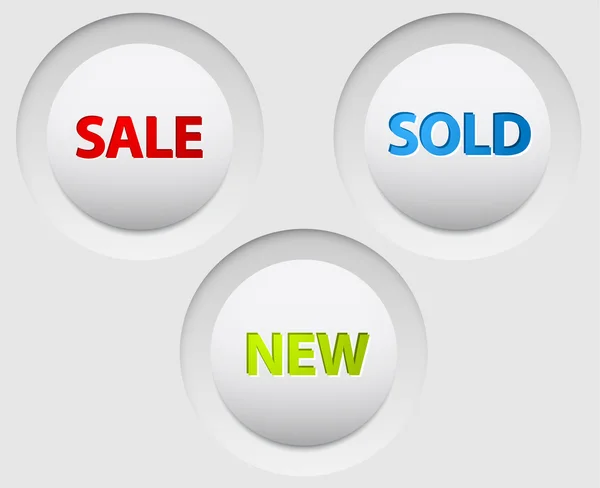 Cały wektor 3d białe przyciski na sprzedaż — Wektor stockowy