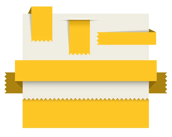 Жовті паперові мітки - Векторні стрічки, смуги та закладки — стоковий вектор