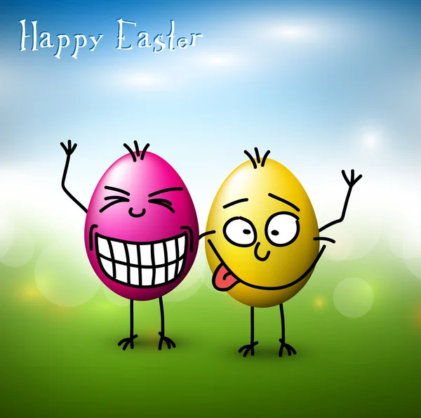 Vector Funny easter eggs - Happy Easter Card — Stock Vector