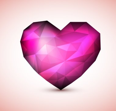 Vector Purple Diamond jewel heart clipart