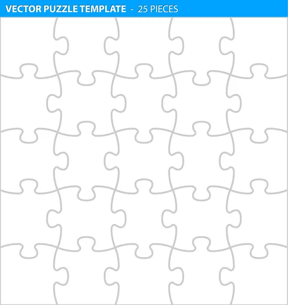 Puzzle completo, modelo de quebra-cabeça para impressão (25 peças ) — Vetor de Stock