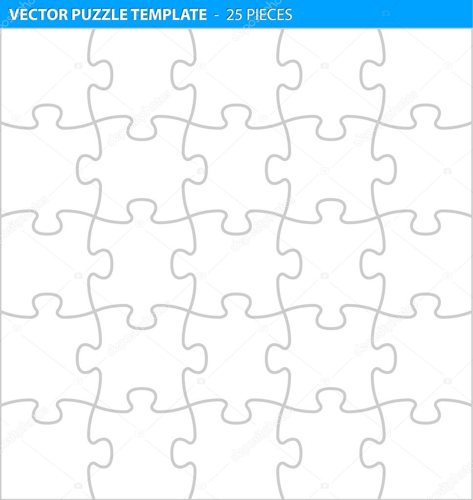 Complete puzzle, jigsaw template for print (25 pieces)