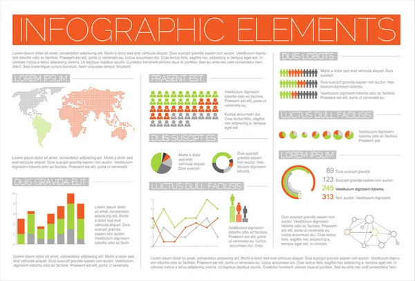 Grand ensemble vectoriel d'éléments d'infographie — Image vectorielle