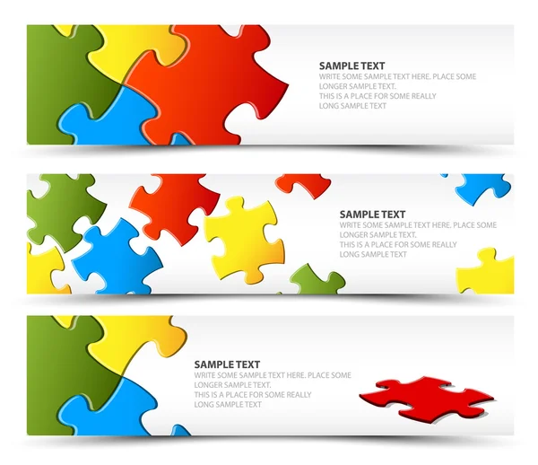Set of puzzle horizontal banners — Stock Vector