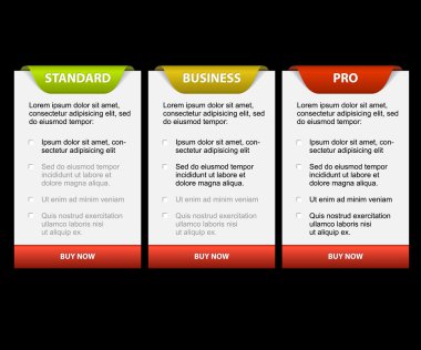 Vector Product versions comparison cards clipart