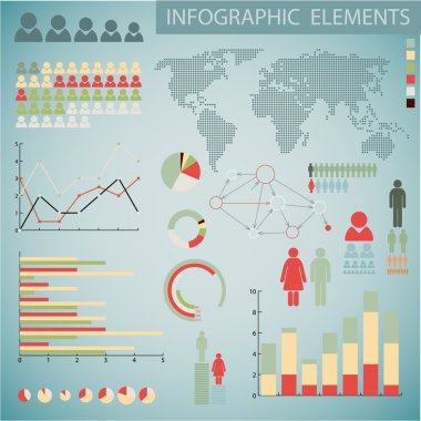 retro Infographic öğeleri kümesi büyük retro vektör