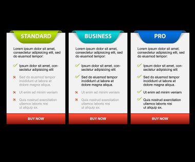 Vector Product versions comparison cards clipart