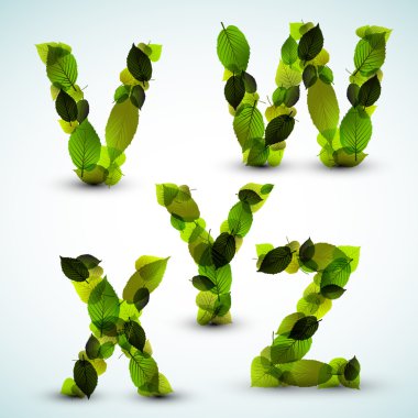 Vector alphabet letters made from leafs clipart