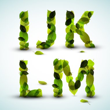 Vector alphabet letters made from leafs clipart